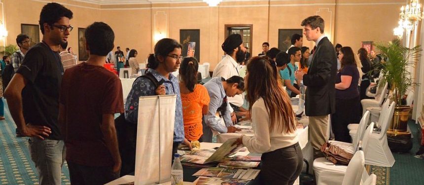 Indian international students at Education USA study fair, Kolkata, India