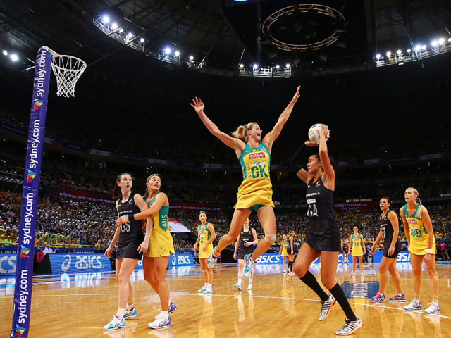 Netball is like basketball without backboards or dribbling.