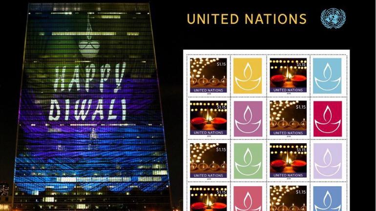 Diwali special stamps issued by the UN. Photo: Twitter/UnitedNationsHindi