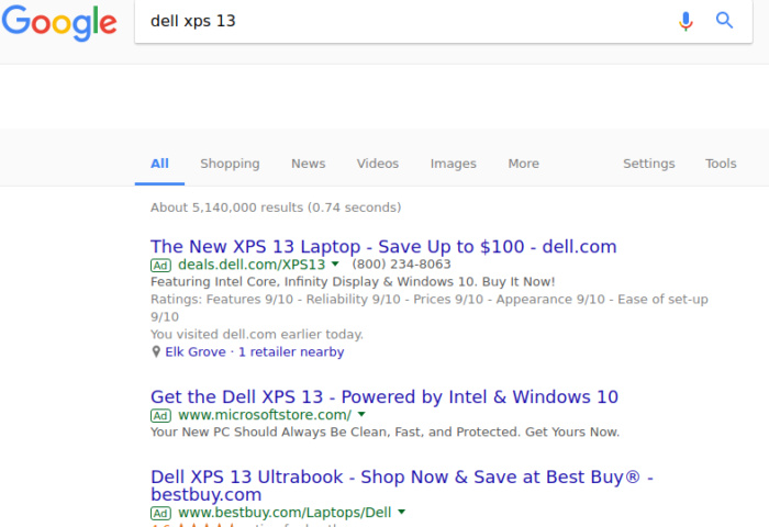 google screenshot xps13