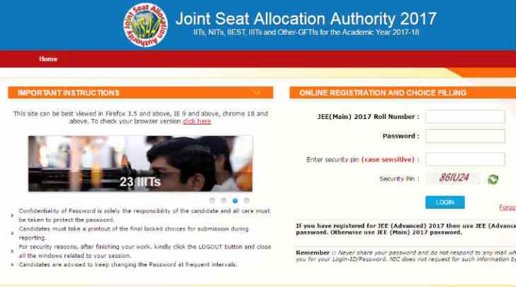 josaa, josaa.nic.in, JEE first allotment, josaa seat allotment,