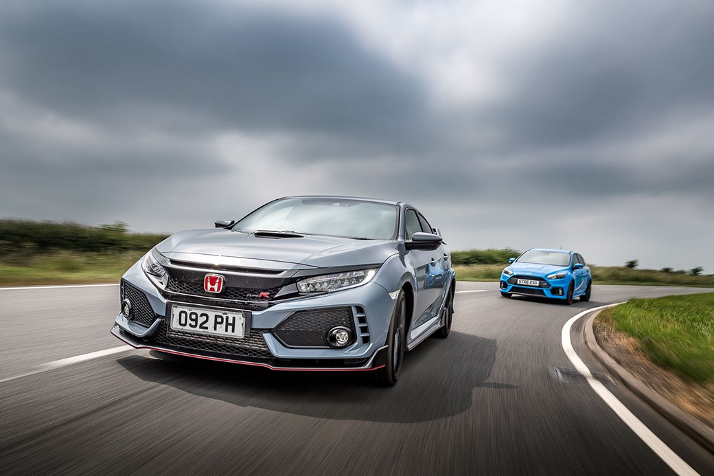 Ford Focus RS chases Honda Civic Type R: CAR magazine's hot hatch mega test