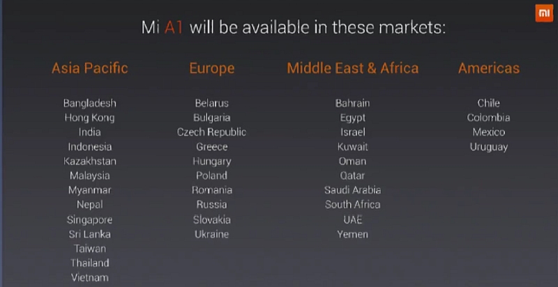 xiaomi mi a1 launch markets xiaomi