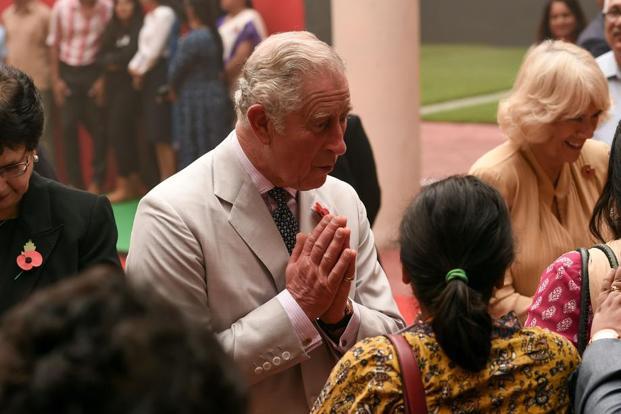 Britain’s Prince Charles and his wife Camilla attend a cultural event at the British Council in New Delhi on Wednesday. Photo: AFP