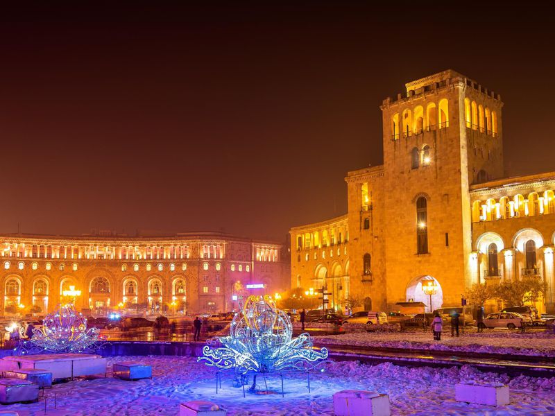 Republic Square decorated for Christmas, Yerevan