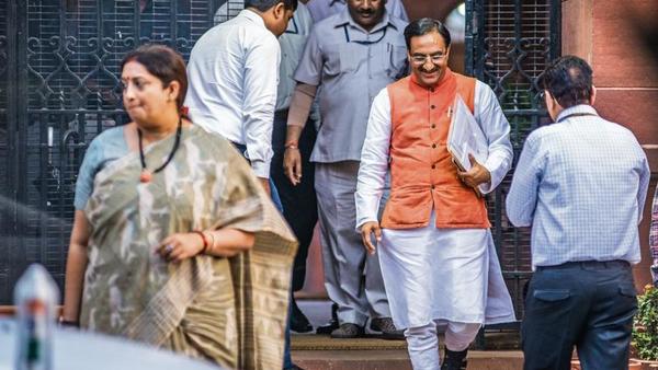 Human resource development minister Ramesh Pokhriyal Nishank. (Pradeep Gaur/Mint)